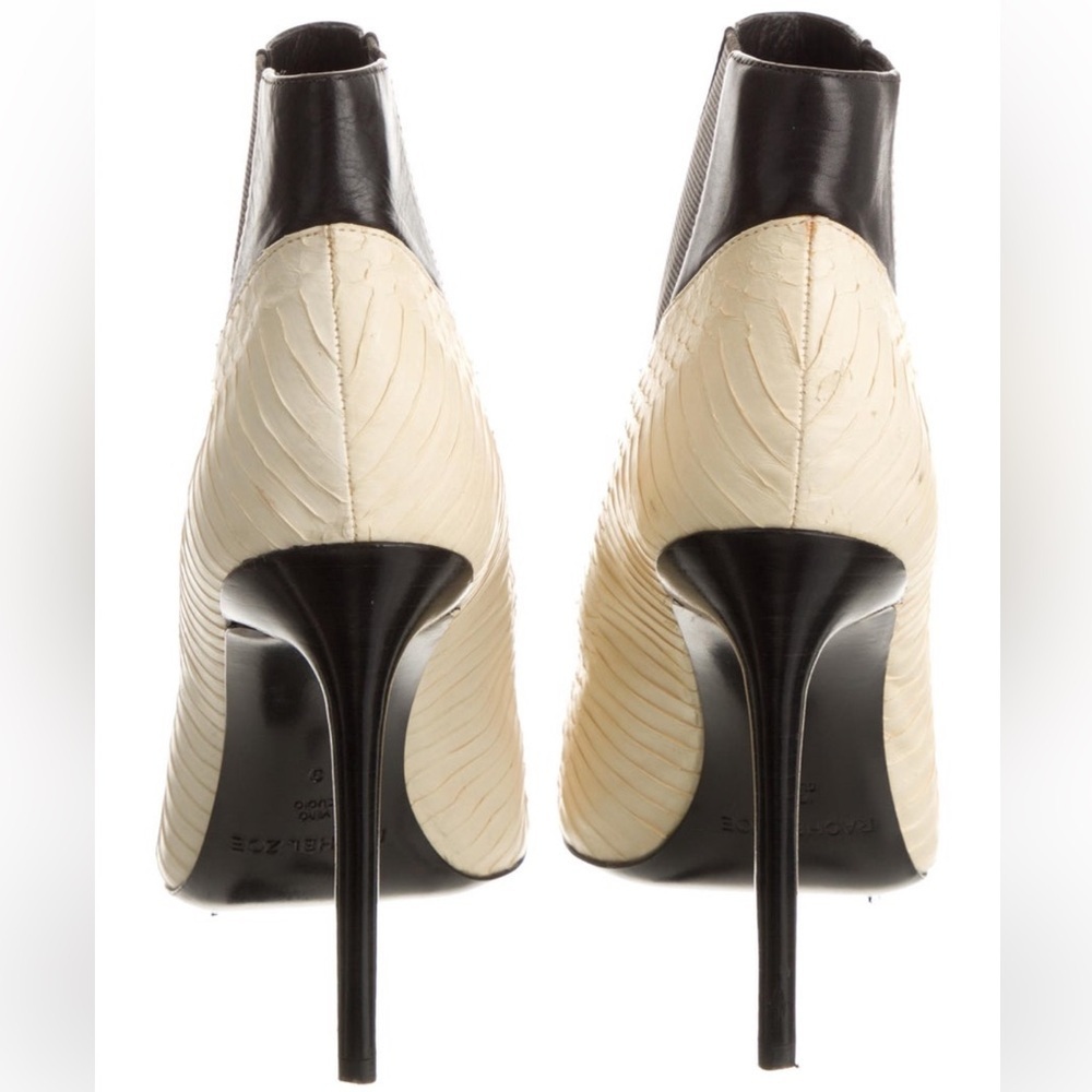 Rachel Zoe Gael Leather Snakeskin Trimmed Pointed-Toe Booties, Size 9 - Picture 3 of 13